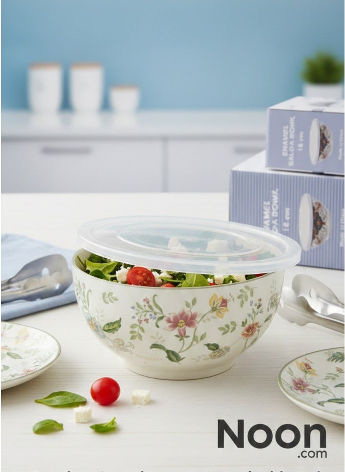 Enamel-coated food container decorated with a heritage pattern - Image 1